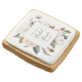 Elegant Magnolia Bridal Shower Favor Square Shortbread Cookie (Angled)