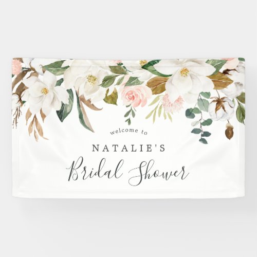 Elegant Magnolia Bridal Shower Welcome Banner