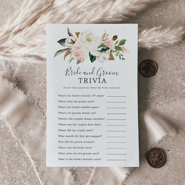 Elegant Magnolia Bride and Groom Trivia Game Flyer (Creator Uploaded)