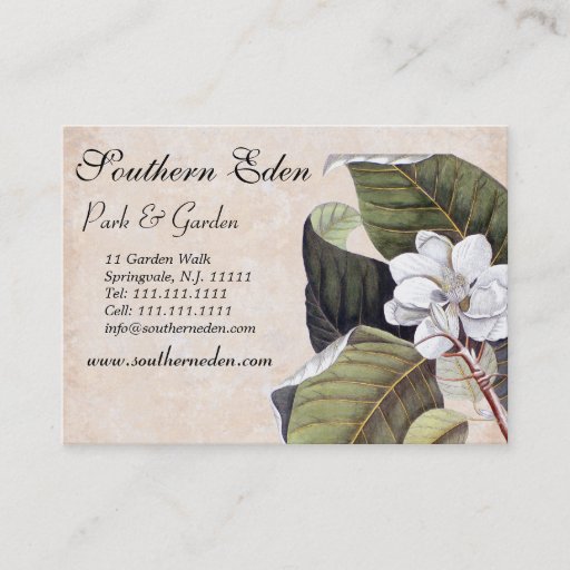 Customizable Elegant Magnolia Collage Vintage Garden Business Card Templates