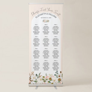 Elegant Magnolia Floral Arch Frame Seating Chart Retractable Banner
