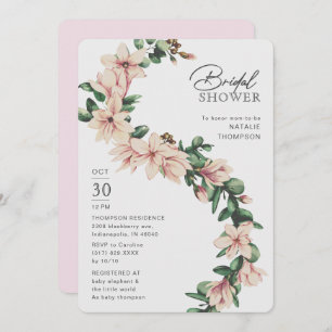 Elegant Magnolia Floral Blush Purple Bridal Shower Invitation