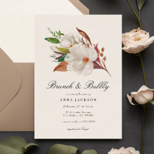 Elegant Magnolia Floral Bridal Brunch Shower Invitation