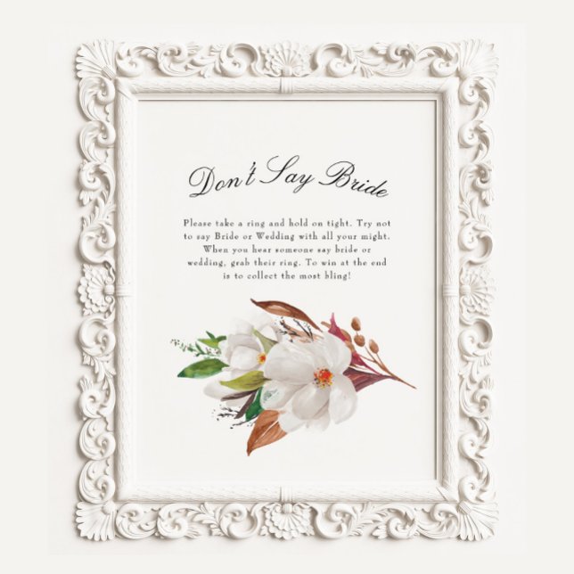 Elegant Magnolia Floral Bridal Shower Game Foam Board (Creator Uploaded)