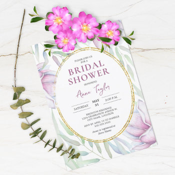 Elegant Magnolia Floral Bridal Shower Invitation by SocialiteDesigns at Zazzle