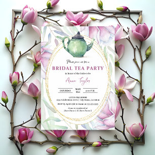 Elegant Magnolia Floral Bridal Tea Party Invitation