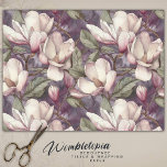 Elegant Magnolia Floral Pink on Purple Tissue Paper<br><div class="desc">Step into a garden of tranquility with our hand-painted Magnolia Blossoms Tissue Paper, perfect for adding a touch of elegance to any gift. Inspired by the serene beauty of nature, this paper features: - 🌸 Delicate magnolia flowers in soft pastel shades of pink and white. - 🍃 Lush green leaves...</div>