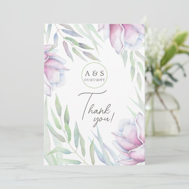 Elegant Magnolia Floral Thank You Card (Standing Front)