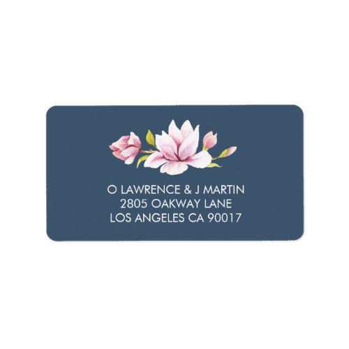 Elegant Magnolia Floral Watercolor Label