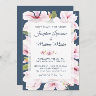 Elegant Magnolia Floral Wedding Invitations