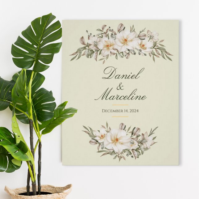 Elegant Magnolia Floral Wedding Poster (Creator Uploaded)