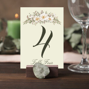 Elegant Magnolia Floral Wedding Table Number Card
