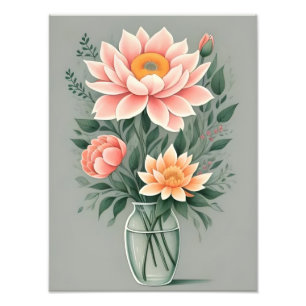 Elegant Magnolia Flower in Cream Vase Photo Print