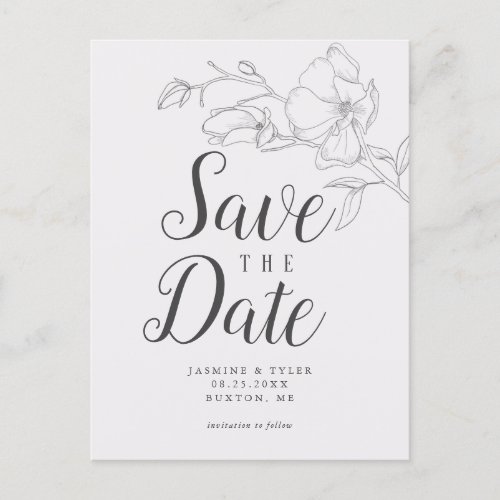 Elegant Magnolia Flower Wedding Save the Date Announcement Postcard