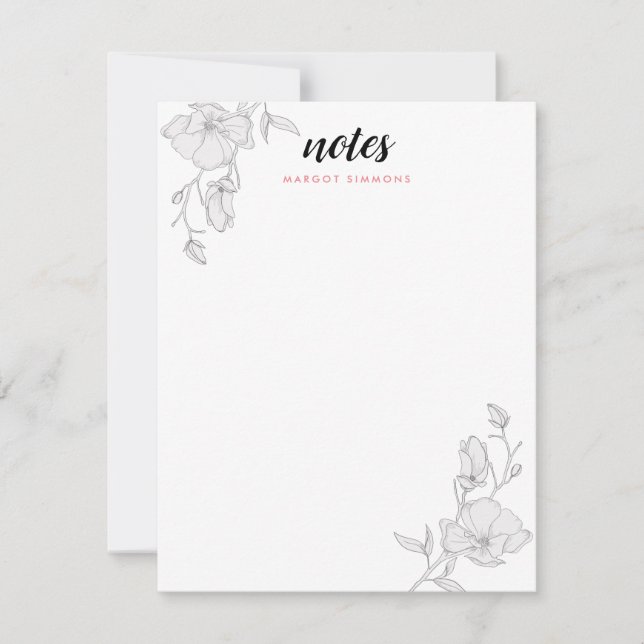 Elegant Magnolia Flowers Personalized Note Card (Front)