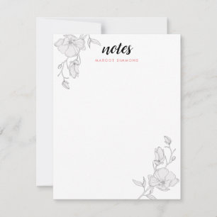 Elegant Magnolia Flowers Personalized Note Card