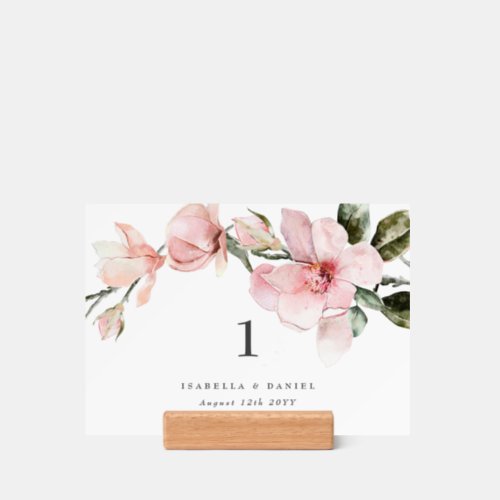 Elegant Magnolia Flowers Wedding Table Numbers Holder