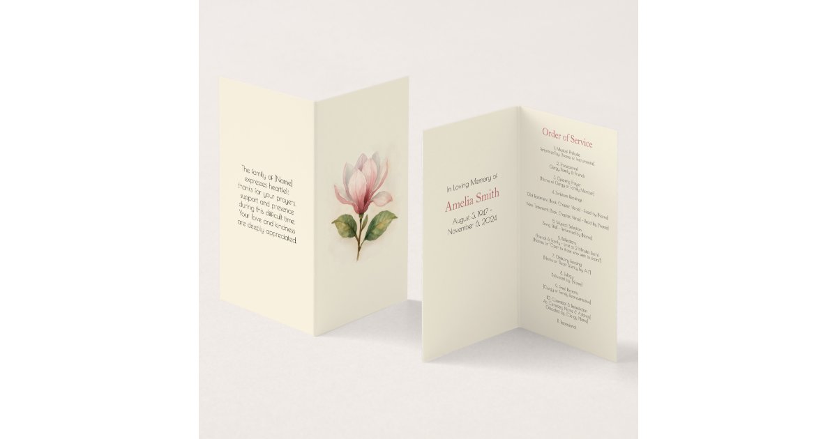 Elegant Magnolia Funeral Order of Service Program | Zazzle