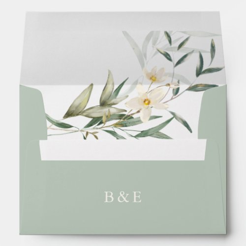 Elegant Magnolia Greenery Wedding Envelope