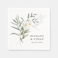 Elegant Magnolia Greenery Wedding Napkins