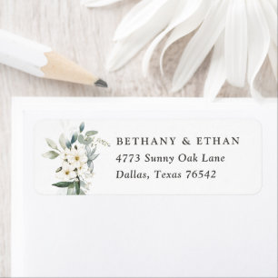 Elegant Magnolia Greenery Wedding Return Address Label
