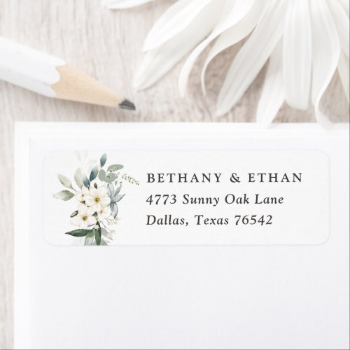 Elegant Magnolia Greenery Wedding Return Address Label