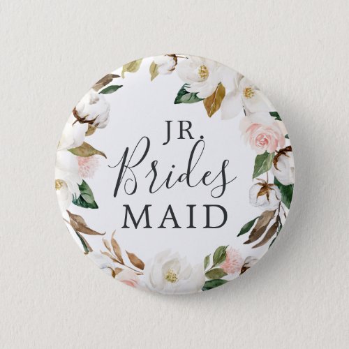Elegant Magnolia Jr Bridesmaid Bridal Shower Button