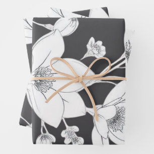 Elegant Magnolia Line Art – Minimalist Floral  Wrapping Paper Sheets