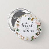 Elegant Magnolia Maid of Honor Bridal Shower Button (Front & Back)