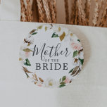 Elegant Magnolia Mother of the Bride Bridal Shower Button<br><div class="desc">This elegant magnolia mother of the bride bridal shower button is perfect for a modern classy wedding shower. The soft floral design features watercolor blush pink peonies,  stunning white magnolia flowers and cotton with gold and green leaves in a luxurious arrangement.</div>