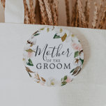 Elegant Magnolia Mother of the Groom Bridal Shower Button<br><div class="desc">This elegant magnolia mother of the groom bridal shower button is perfect for a modern classy wedding shower. The soft floral design features watercolor blush pink peonies,  stunning white magnolia flowers and cotton with gold and green leaves in a luxurious arrangement.</div>