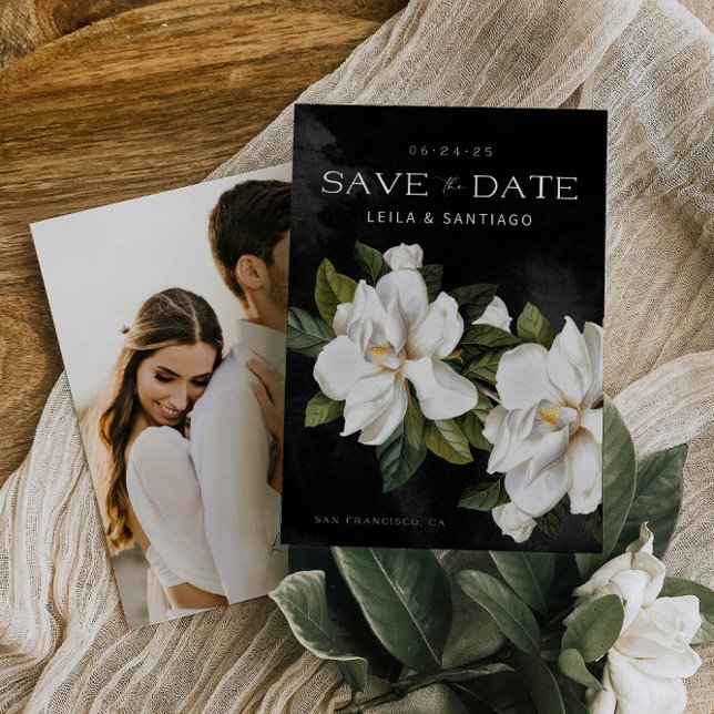 Elegant Magnolia Photo Save the Date (Creator Uploaded)
