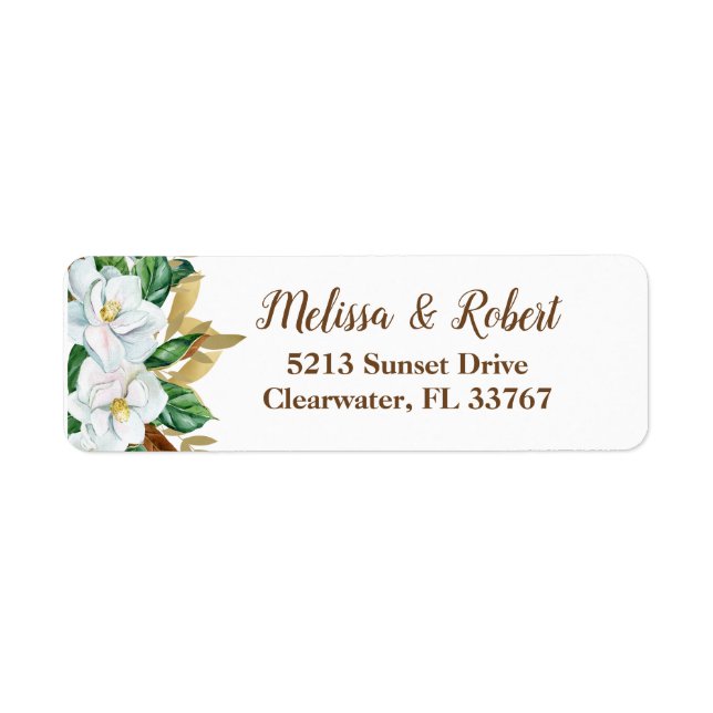 Elegant Magnolia Return Address Labels (Front)