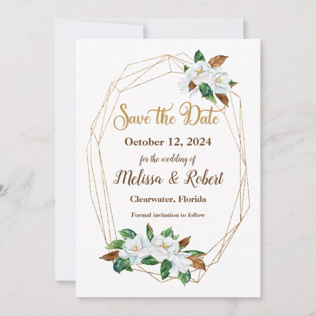 Elegant Magnolia Save the Date  (Front)