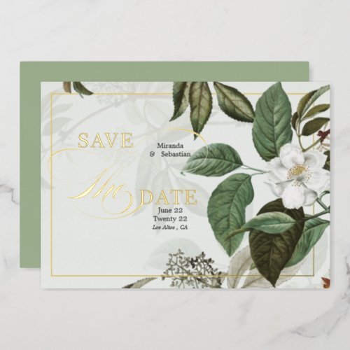 Elegant Magnolia  Save the Date Foil Invitation