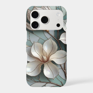 Elegant Magnolia Stained Glass Floral Mosaic Art iPhone 17 Pro Case