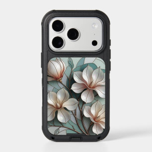 Elegant Magnolia Stained Glass Floral Mosaic Art iPhone 17 Pro Case