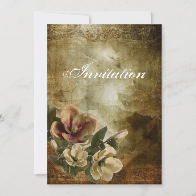 Elegant Magnolia Vintage Bridal Shower Invitation (Front)