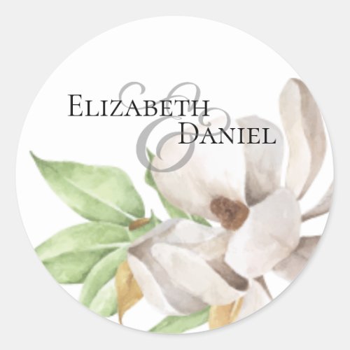 Elegant Magnolia Watercolor Classic Sticker