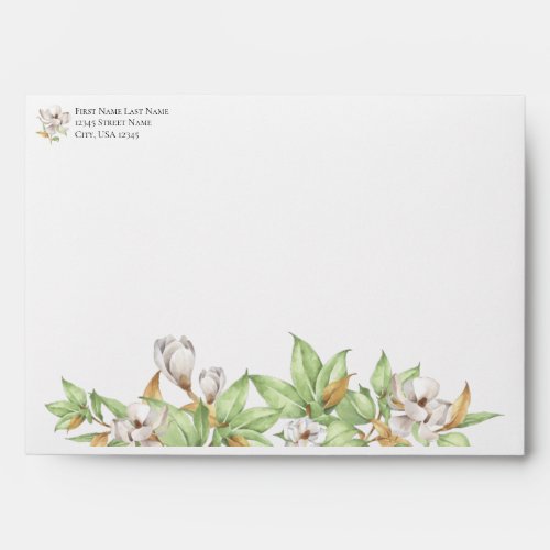 Elegant Magnolia Watercolor Envelope