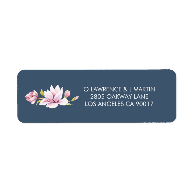 Elegant Magnolia Watercolor Floral Label (Front)