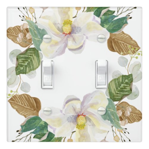 Elegant Magnolia Watercolor Leaf Foliage Farmhouse Light Switch Cover