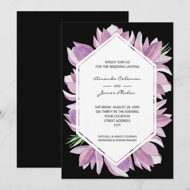 Elegant Magnolia Watercolor Wedding Invitation (Front/Back)