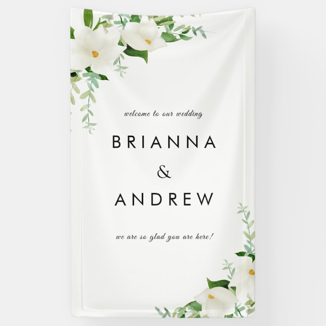 Elegant Magnolia Wedding Banner (Vertical)