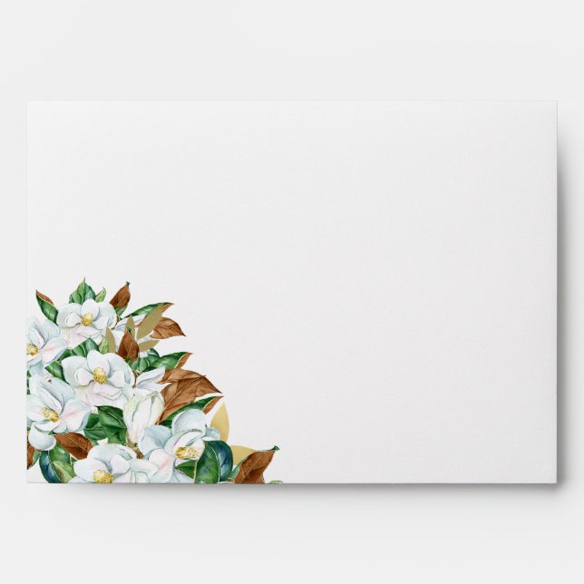 Elegant Magnolia Wedding Envelope (Front)