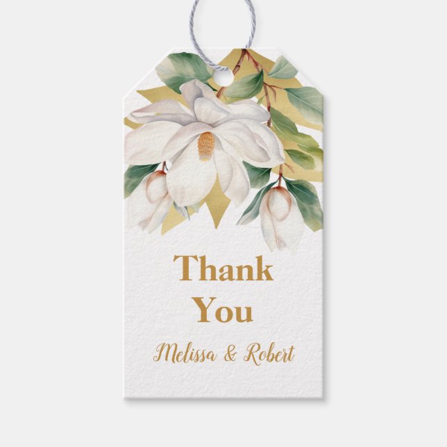 Elegant Magnolia Wedding Favor Tags (Front)