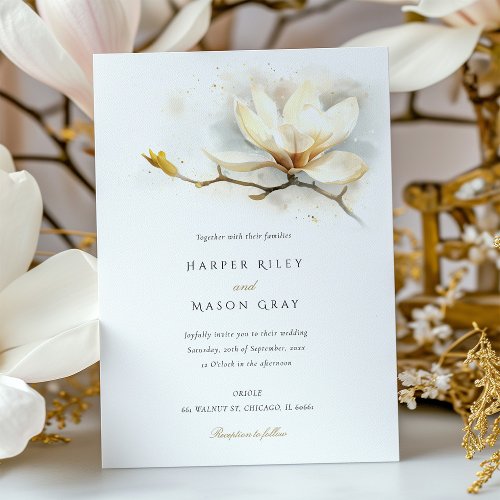 Elegant Magnolia Wedding Invitation