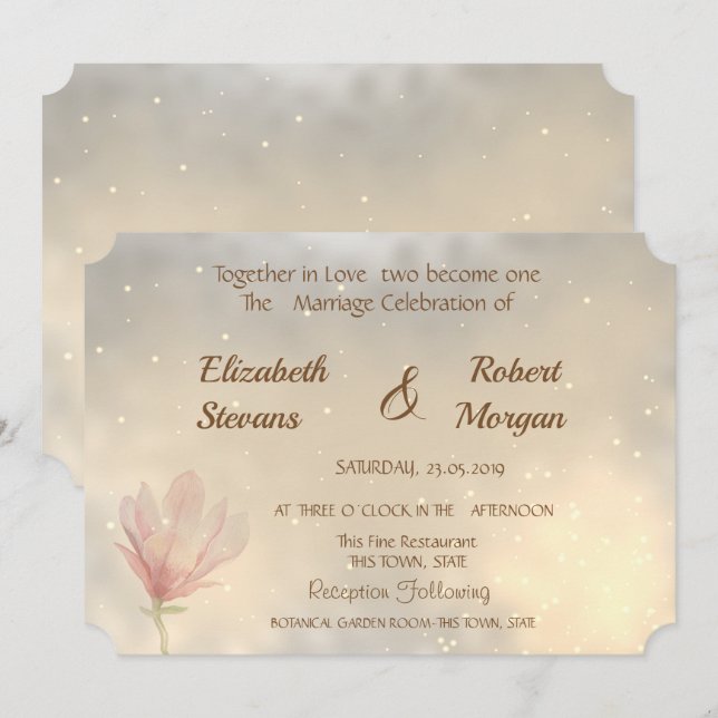 Elegant Magnolia  Wedding Invitation (Front/Back)
