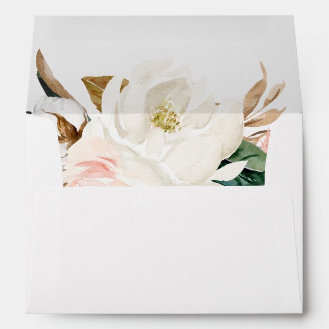 Elegant Magnolia Wedding Invitation Envelope (Back (Bottom))