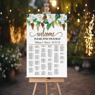 Elegant Magnolia Wedding Seating Chart Foam Board